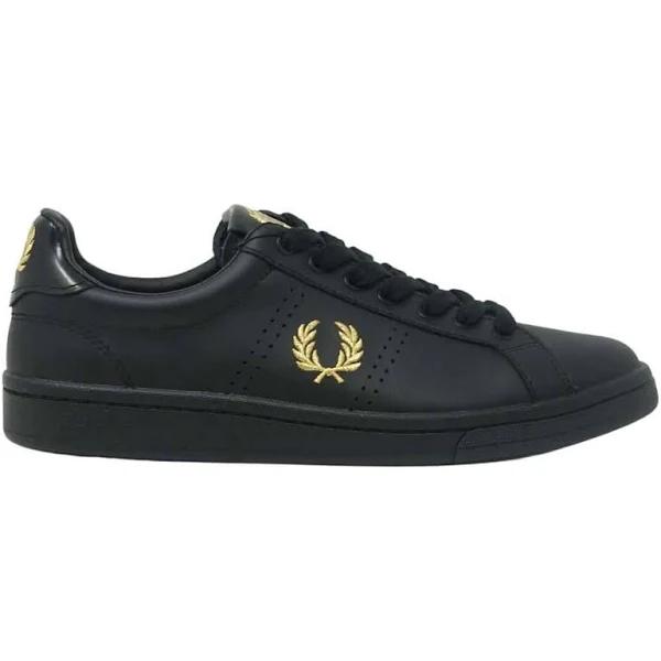 Fred Perry B4290 220 B721 Black Leather Tab Leather Trainers UK 11