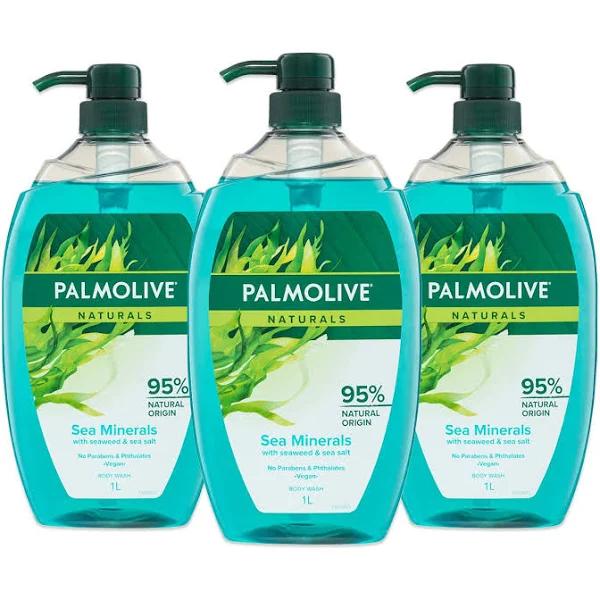 Palmolive Men Body Wash 3L (3X1L), Active with Sea Minerals, Soap Free Shower Gel, No Parabens or Phthalates