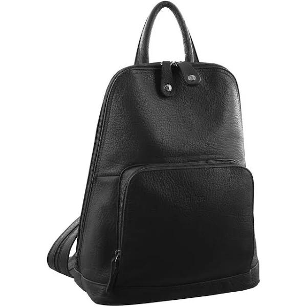 Milleni Women's Twin Zip Backpack Nappa Italian Leather Travel Bag - Black