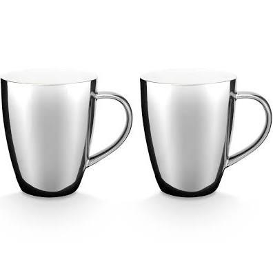 VTWonen Silver Extra Large 400ml Mugs with Ear Set of 2