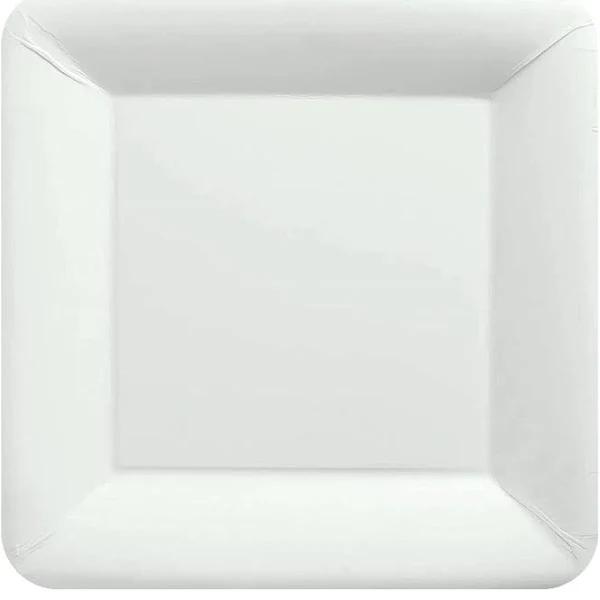 Paper Plates 17cm Square Pk/ 20 Frosty White