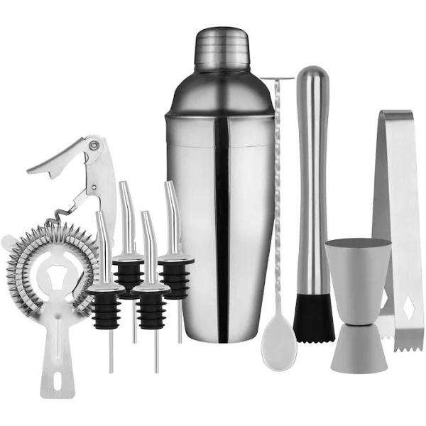 Zanzi Cocktail Set 11pc Stainless Steel in Bartender Roll