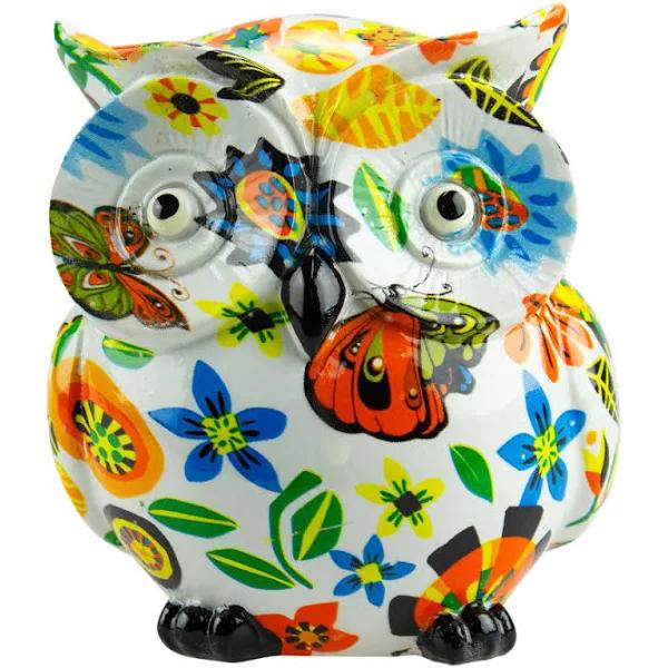 Home Decore Figurine Owl Butterfly Multi Colour Design 10cm x 7cm x 10.5cm - AfterPay & zipPay Available