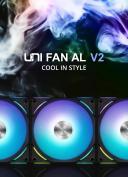 Lian Li Uni Fan AL120 V2 120mm ARGB Fan With Controller - Black (3-Pack)