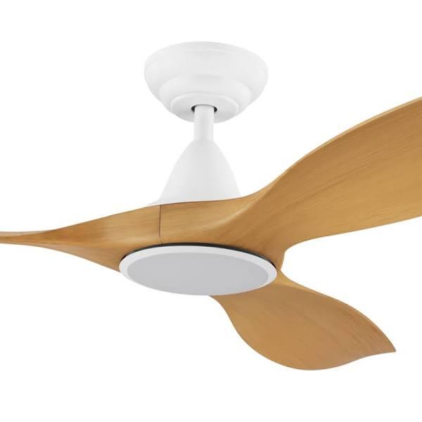 Eglo Noosa 60in 152cm DC Ceiling Fan with 18W LED CCT Light - White with Bamboo Finish