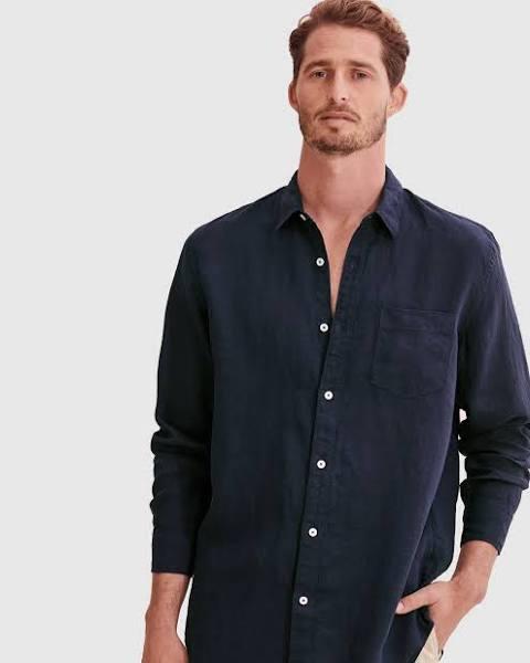 Country Road Regular Fit Organically Grown Linen Shirt XXXL Navy AU387940