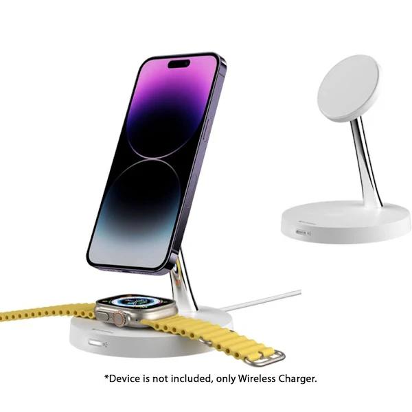 SwitchEasy MagPower 2-in-1 Magnetic Wireless Charging Stand - White