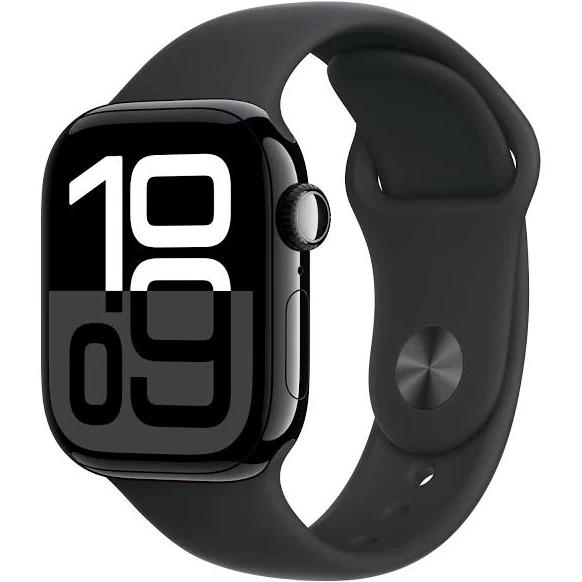 Apple Watch Series 10 GPS 46mm Jet Black Aluminium Case with Black Sport Band - M/L