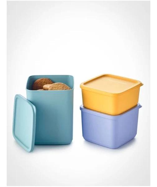 Tupperware Stacking Square Container Set in Multi Blue