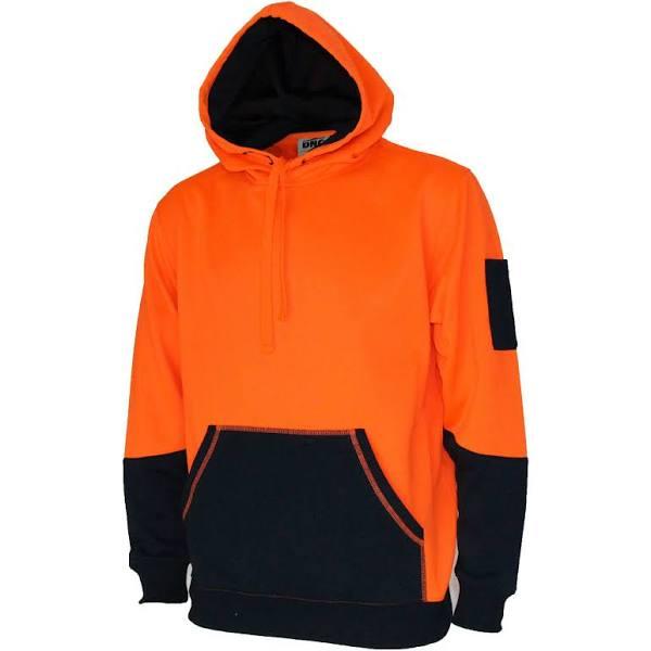 DNC HiVis 2 Tone Super Fleecy Hoodie - Orange/Navy - S