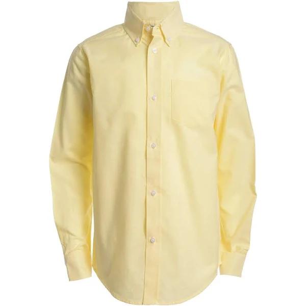 IZOD Boys' Long Sleeve Solid Button-Down Collared Oxford Shirt With Chest Pocket