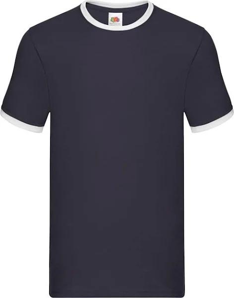 Fruit of The Loom Mens Ringer Contrast T-Shirt Navy/White M Cotton Mens T-Shirt