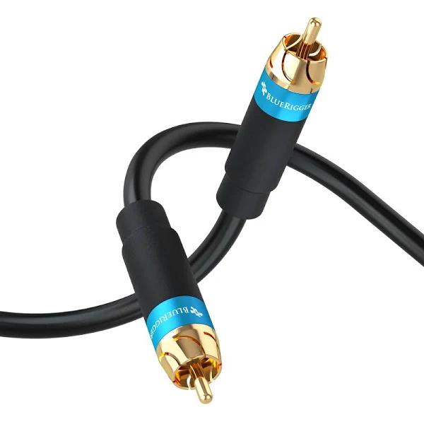 BlueRigger RCA Audio Subwoofer Cable (5m, Dual Shielded, Gold Plated RCA to RCA Connectors) for Subwoofer, Amplifier, Home Theater