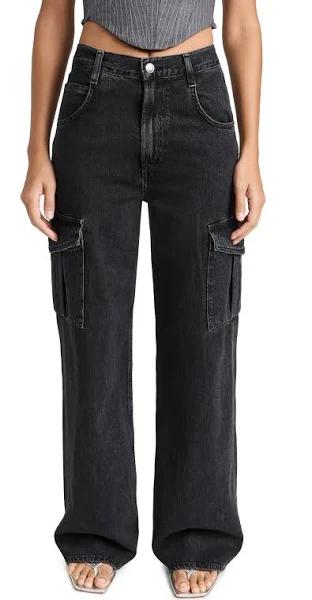 AGOLDE Minka Highrise Wideleg Cargo Jeans - Women - Black Jeans - L