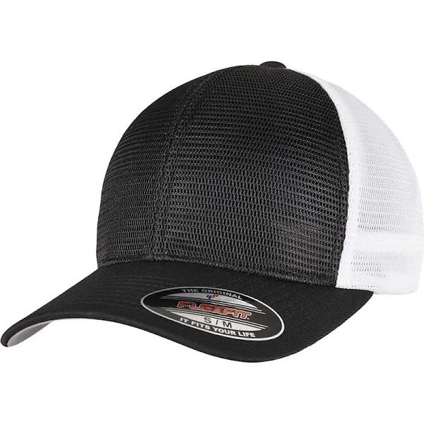 Flexfit Unisex Adult Omnimesh Mesh Two Tone Cap Black/White S-M Polyester Unisex Cap