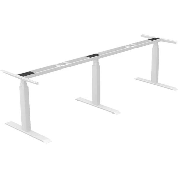 Desky Boardroom Triple Sit Stand Desk Frame White