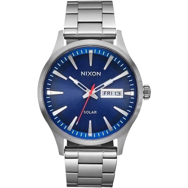 Nixon Sentry Solar Stainless Steel Watch Navy/Silver