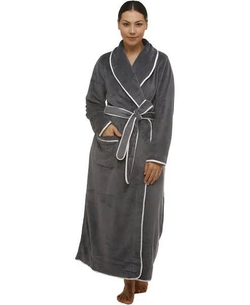 Yuu Satin Trim Robe M / Gunmetal