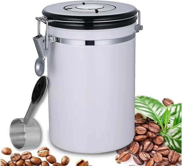 Airtight Stainless Steel Coffee Canister, Coffee Bean Storage Container Jar For Beans, Grounds, Tea, Flour, Cereal, Sugar (1.8L)