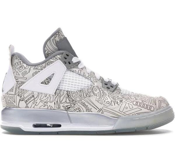 Air Jordan 4 Retro BG 'Laser' Sneakers | White | Kid's