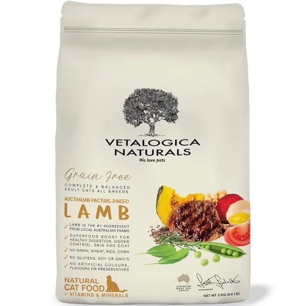 Vetalogica Naturals Adult Grain Free Dry Cat Food Lamb 3kg