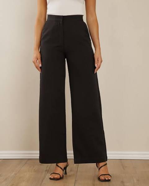 Atmos&Here - Women's Black Pants - Adele Wide Leg Pants - Size 8 at The Iconic