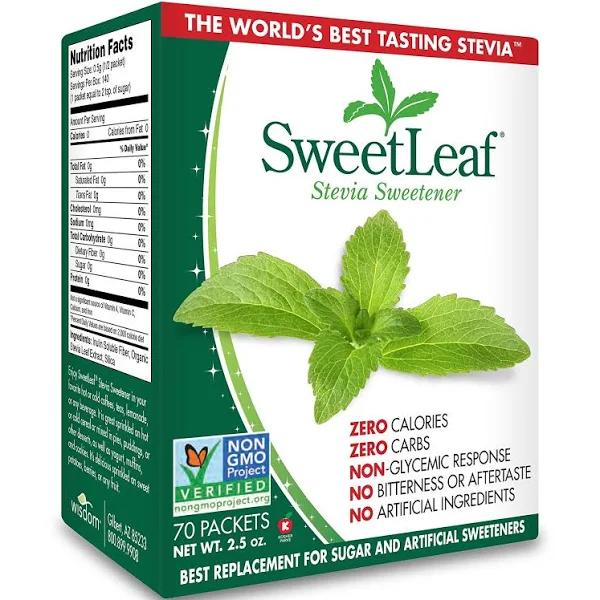 SweetLeaf Natural Stevia Sweetener, 70 Count