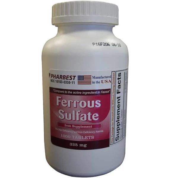 Ferrous Sulfate 325 MG Tablets, 1000 Count