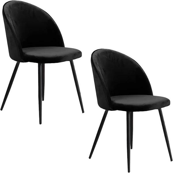 Levede 2x Dining Chairs Kitchen Cafe Lounge Chair Sofa Upholstered Velvet Black