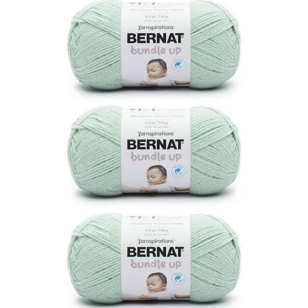 Bernat Bundle Up Green Mist Yarn - 3 Pack of 141g/5oz - Polyester - 4 Medium (Worsted) - 267 Yards - Knitting/Crochet