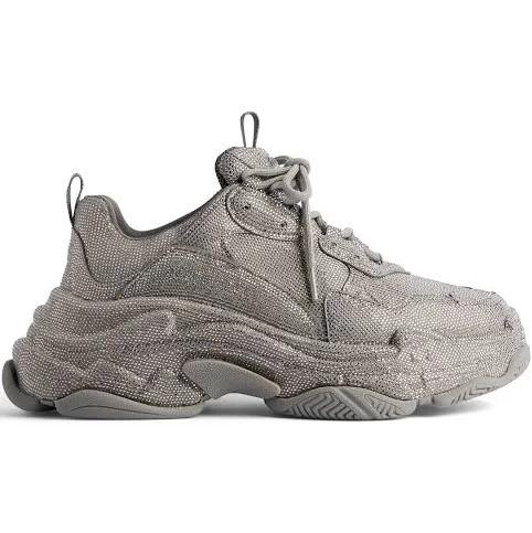 Balenciaga Triple S Sneaker with Rhinestones - Grey & Silver - Man - 9 - Material: Nylon, Polyurethane