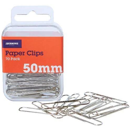 J.Burrows 50mm Paper Clips Silver 70 Pack