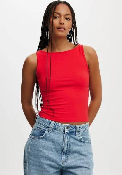 Cotton On Women - All Day Boat Neck Tank - Scarlet Red Size - S Women