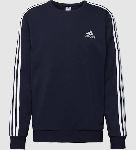 adidas-Essentials Fleece 3-Stripes Sweatshirt-Men-Legend Ink / White-S