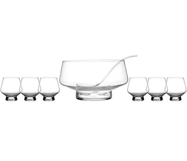 Maxwell & Williams Diamante Footed Punch Bowl 7pc Set 8.5L