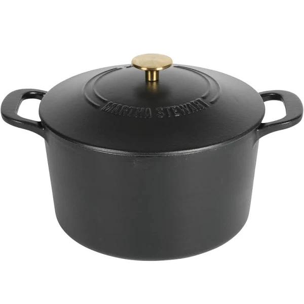 Martha Stewart Gatwick 7 Qt Enamel Cast Iron Dutch Oven, Matte Black