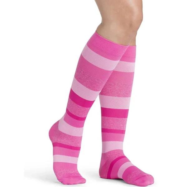 Sigvaris Microfiber Shades Women's 15-20 mmHg Knee High / B / Pink Stripe