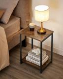 VASAGLE Side Table Vintage Brown with Storage Shelf