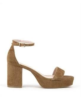 David Jones Edward Meller Resdin80 Single Strap Platform Sandal in Tawny Suede, Size 42 EU