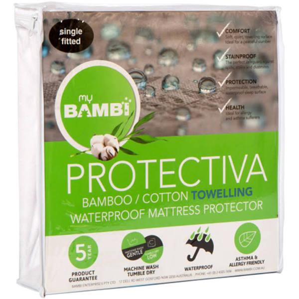 Bambi Protectiva Waterproof Towelling Bamboo Cotton Mattress Protector-Queen