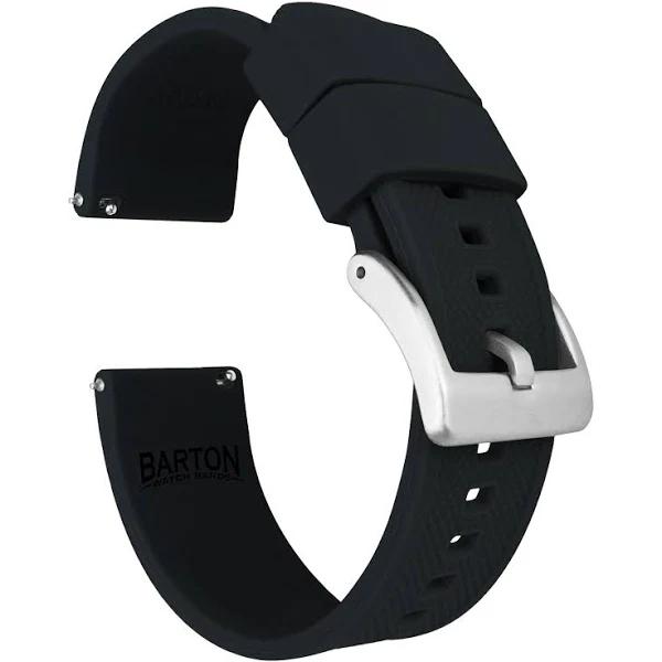 Black 18mm - Barton Elite Silicone Watch Straps - Quick Release - Choose Color - 18mm, 19mm, 20mm, 21mm, 23mm & 24mm