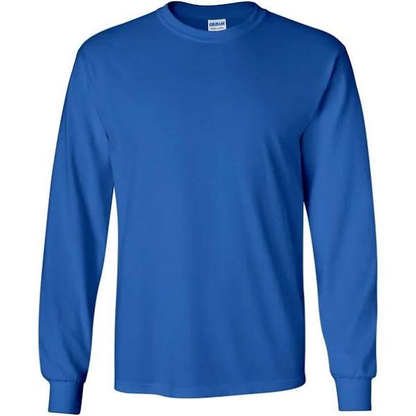 Gildan Mens Plain Crew Neck Ultra Cotton Long Sleeve T-Shirt Royal XL