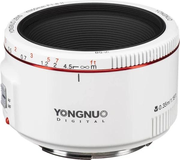 Yongnuo YN 50mm f/1.8 II Lens for Canon EF White, Full Frame, Prime ES, Only, Standard, Focus Autofocus, f/2.8 or