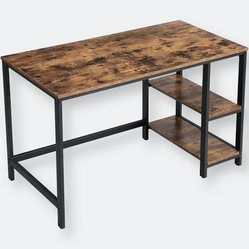 VASAGLE Computer Desk With 2 Shelves Rustic Brown and Black