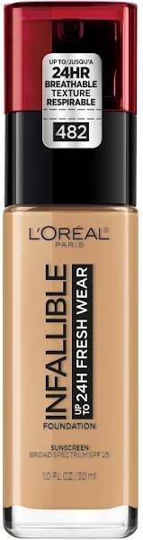 L'Oreal Paris Makeup Infallible Up to 24 Hour Fresh Wear Lightweight Foundation, Radiant Sun, 1 fl oz.