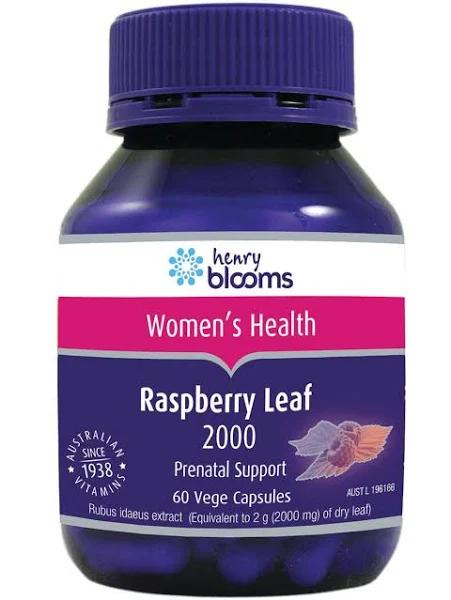 Henry Blooms Raspberry Leaf 2000 60 Capsules