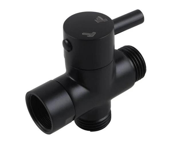 ACA Black Round Brass Diverter Valve Shower Toilet Bidet Sprayer Water Adapter G1/2"