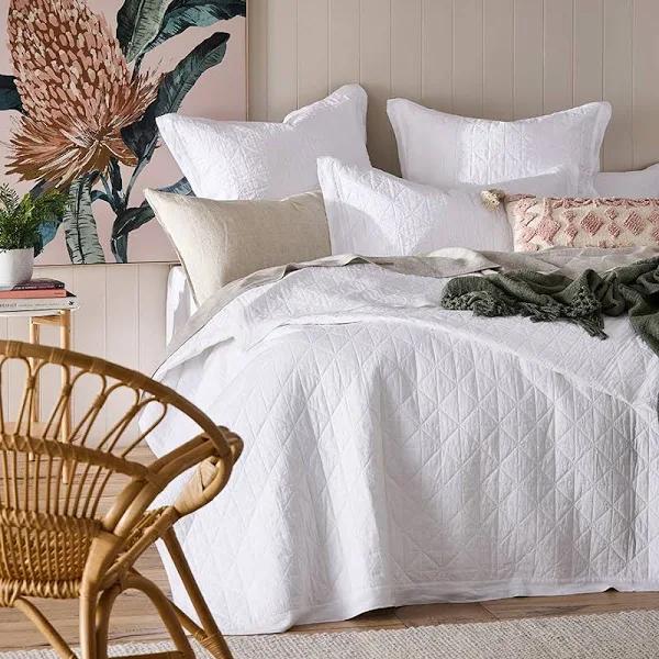 Adairs Vintage Washed Linen White Coverlet Separates - Super King