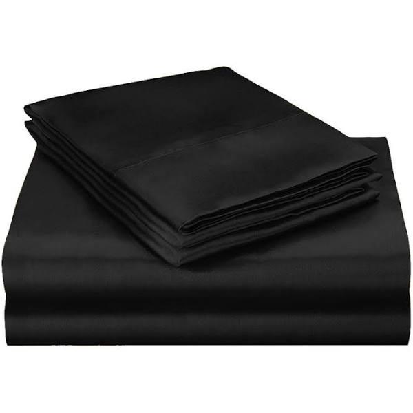 DreamZ Silky Satin Quilt Cover Set Bedspread Pillowcases Summer Single Black