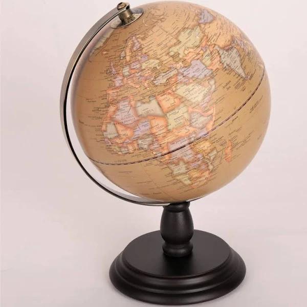 20cm Antique Wooden Base World Globe